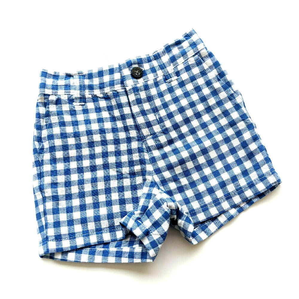 New Janie & Jack 6-12 Months Blue Gingham Shorts Plaid